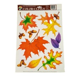 Vintage 90's Window Color Clings Leaves & Acorns Set of 2 Sheets